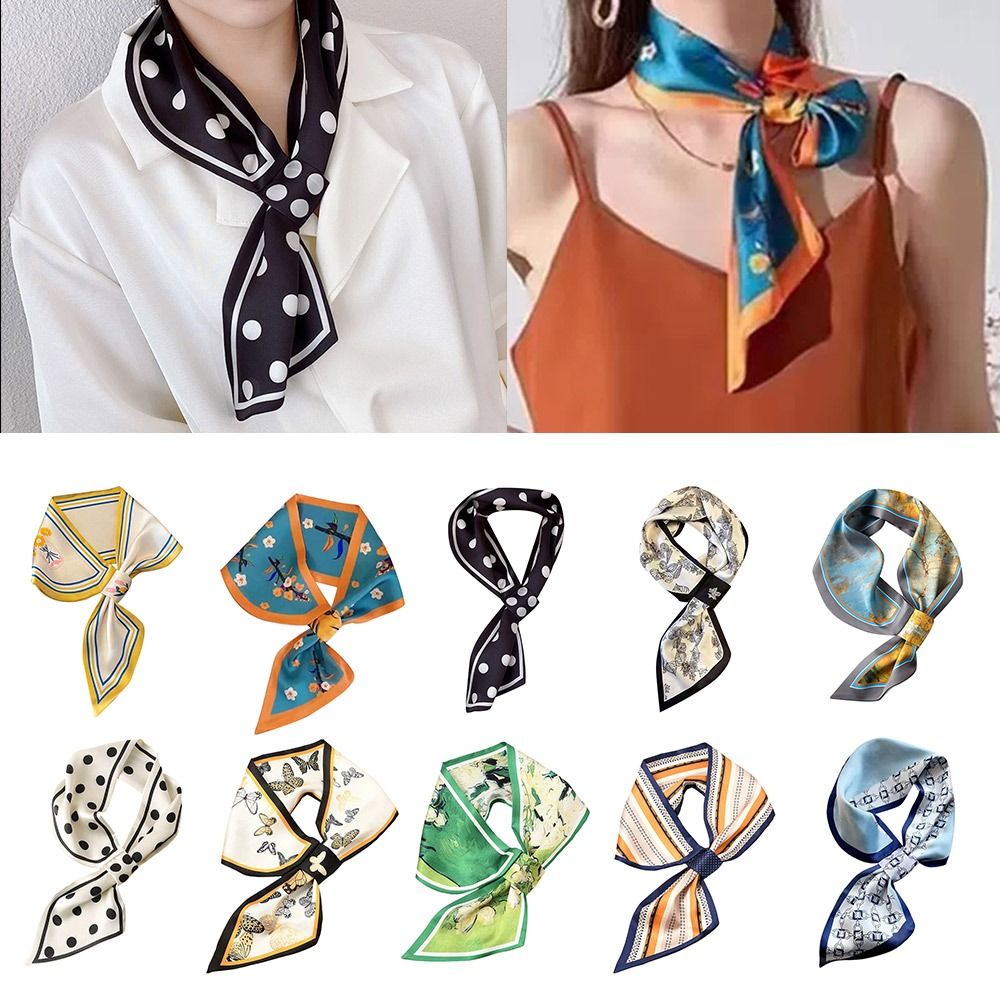 Silk Neck Scarf - Fashion Sunscreen Silk Scarf Snap Fastener
