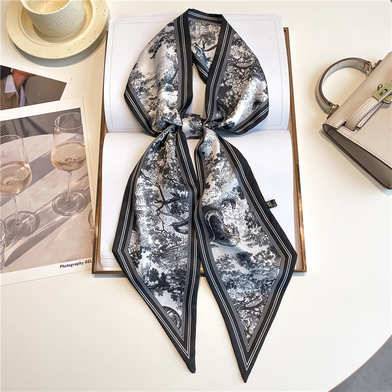 Silk Neck Scarf - Luxury Long Neckerchief Skinny Hair Bands