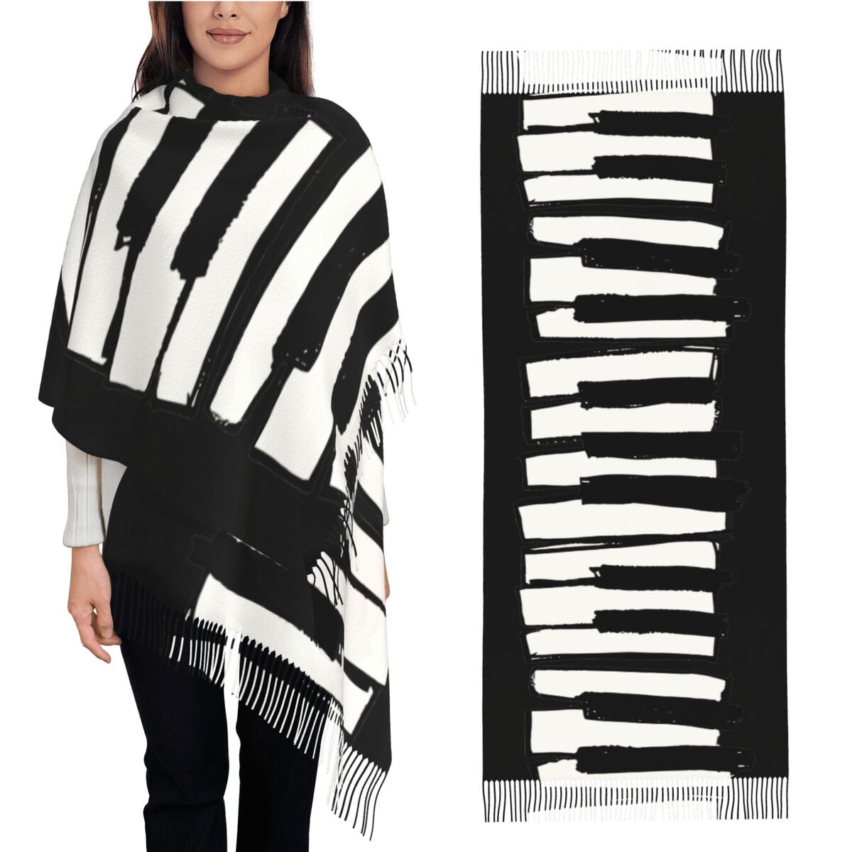 Minimalistic Piano Keys Scarf  - Pashmina Wrap Large review and price